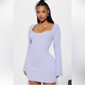 Amirah Lavender Cozy Mini Sweater Dress M